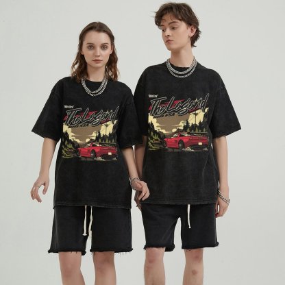 Unisex Vintage Solid Wash Denim T-Shirts 1014