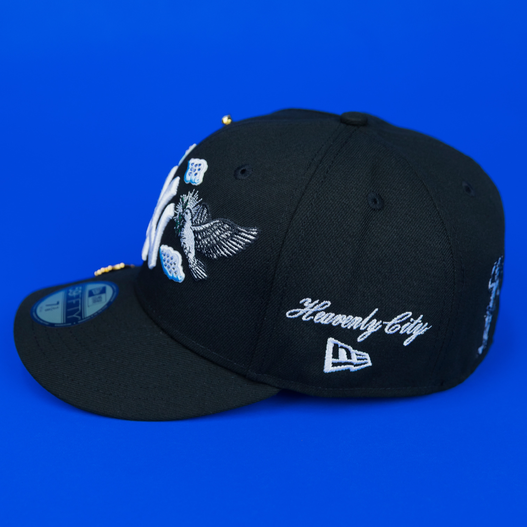 NEW ERA EXCLUSIVE 59FIFTY BLACK NEW YORK YANKEES "HEAVENLY CITY" W/ 1949 WORLD SERIES SIDE PATCH-Maverick