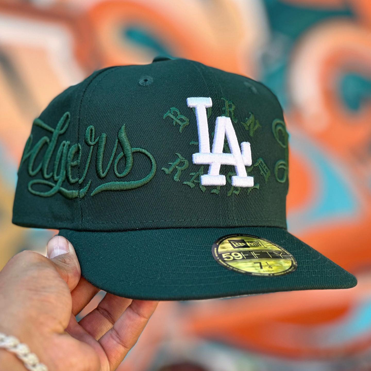 NEW ERA LOS ANGELES DODGERS BORN X RAISED X MR. CARTOON GREEN EMBROIDERED CASUAL BASEBALL CAP-Maverick