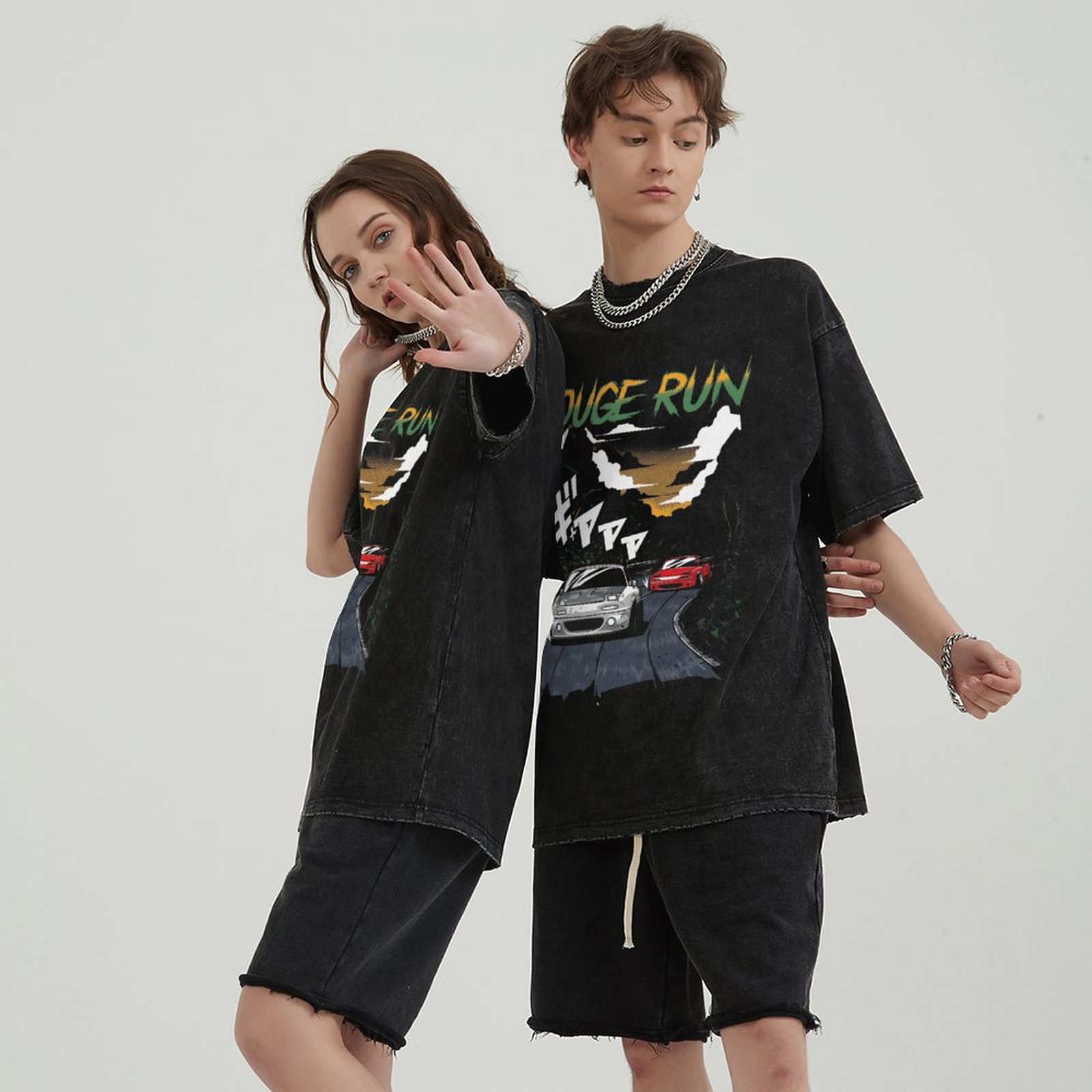 Unisex Vintage Solid Wash Denim T-Shirts 1016