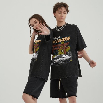Unisex Vintage Solid Wash Denim T-Shirts 1008