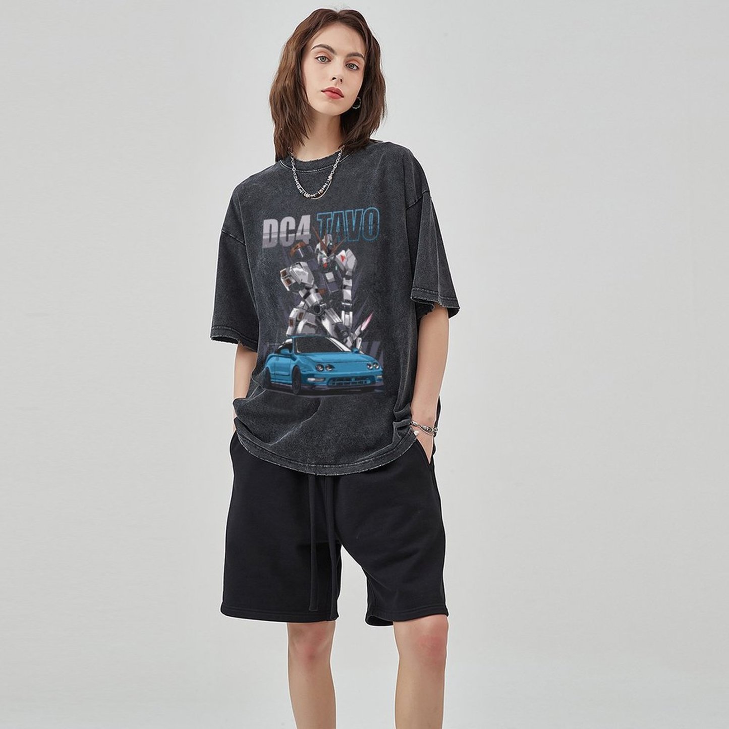 Unisex Vintage Solid Wash Denim T-Shirts 1026