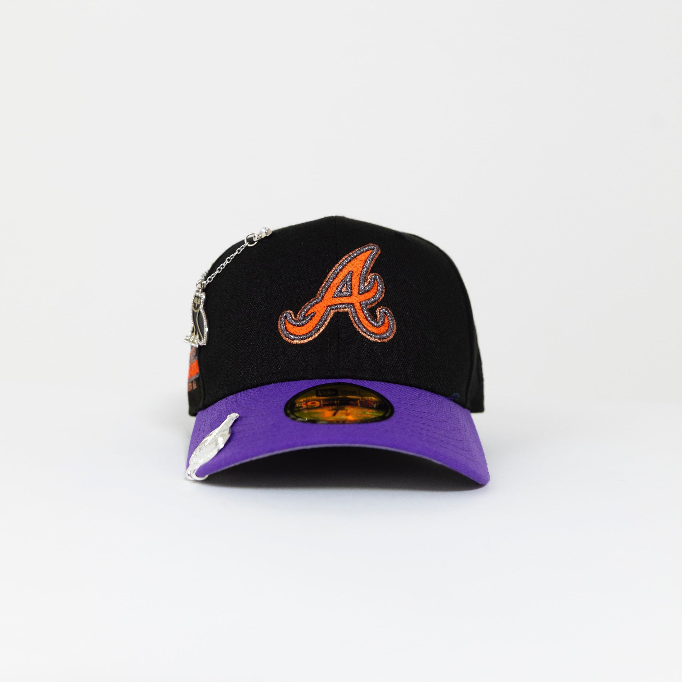 NEW ERA 59FIFTY BLACK/ PURPLE ATLANTA BRAVES W/ "ATLANTA-FULTON" SIDE PATCH-Maverick