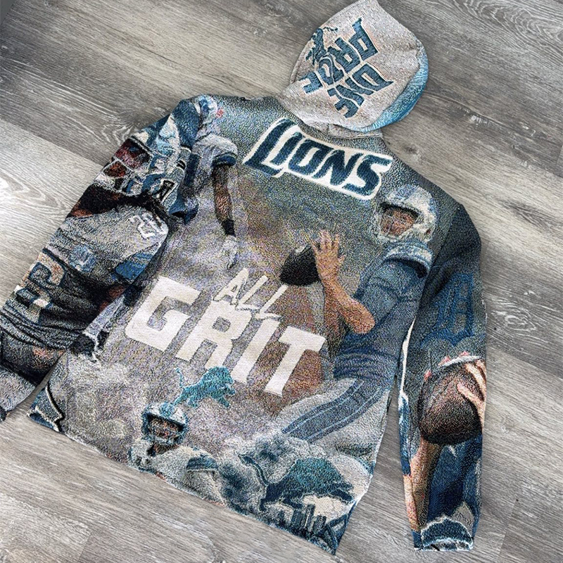 Detroit Lions tapestry fringe hoodie-Maverick