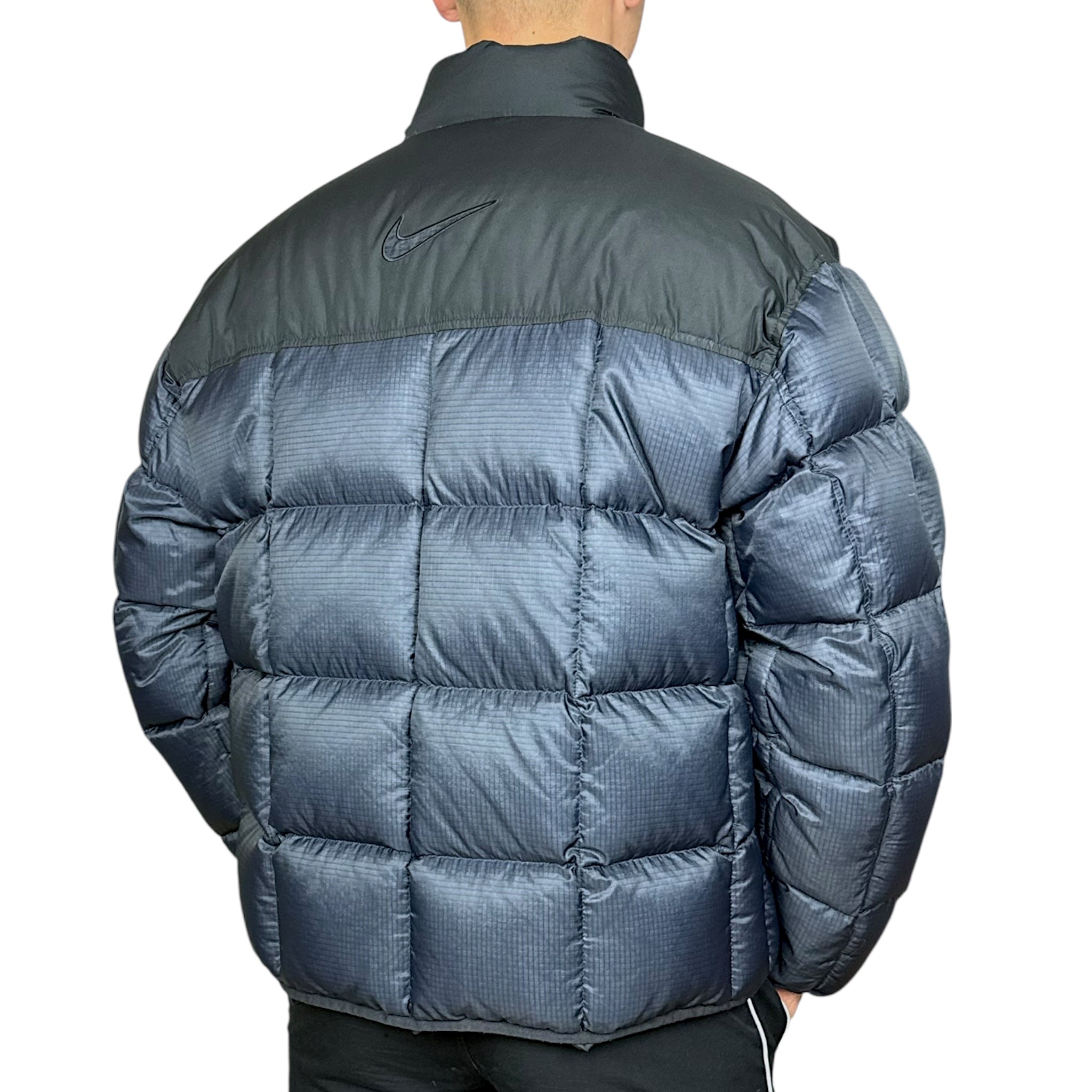 Vintage 90s rare Center-Swoosh Down Pufferjacke Navy-Maverick