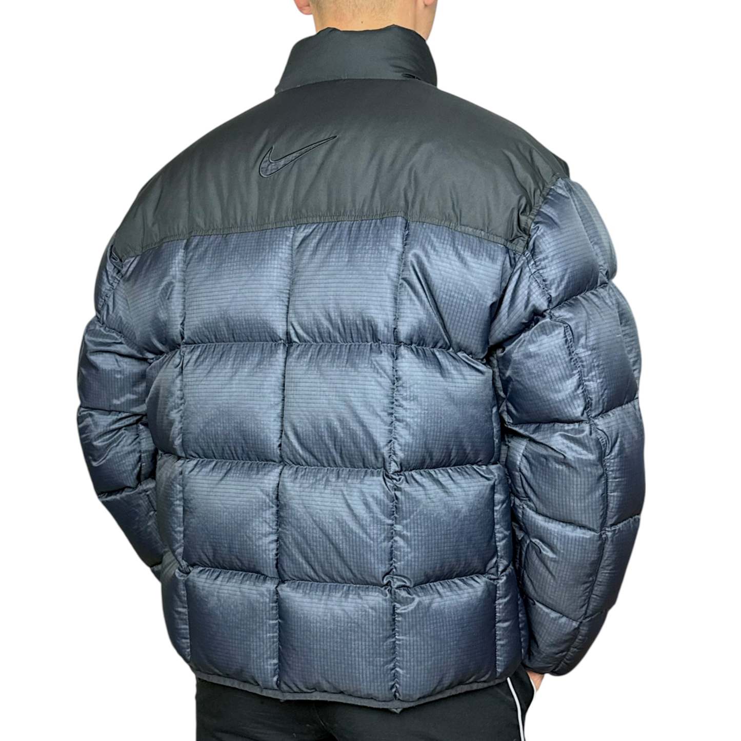 Vintage 90s rare Center-Swoosh Down Pufferjacke Navy-Maverick