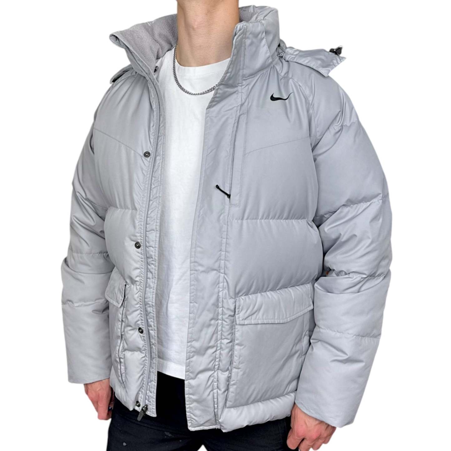 Vintage Y2K Down Pufferjacke Grau-Maverick