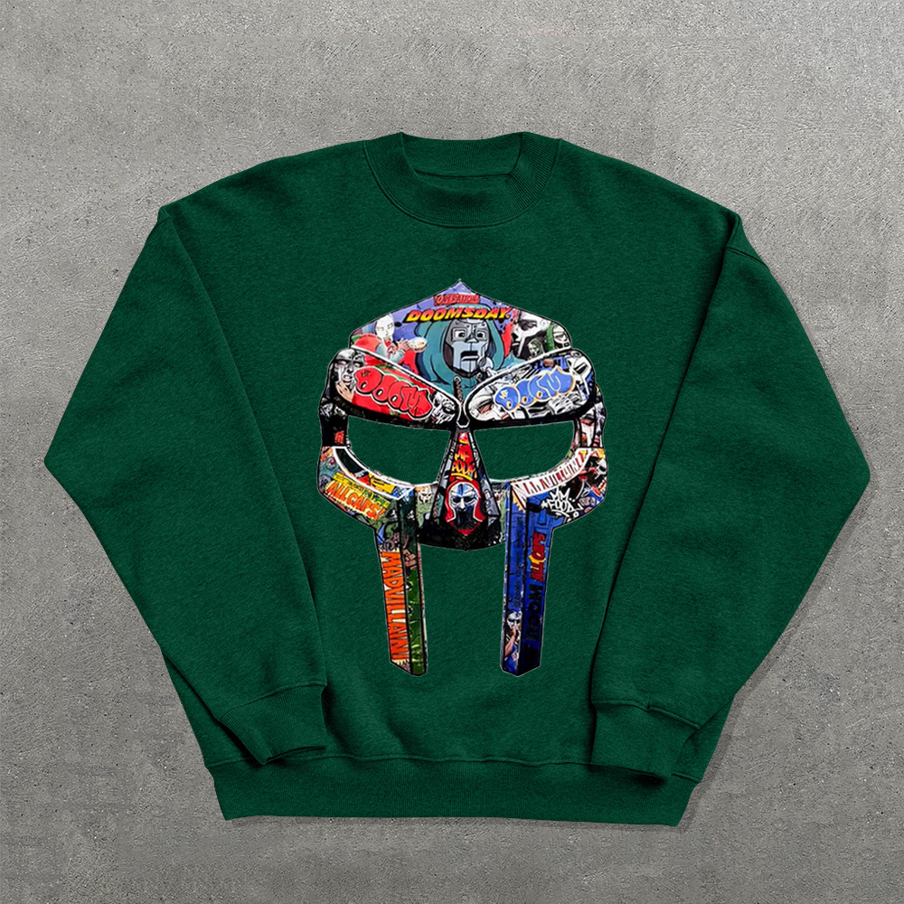 Rapper Mask Printed Crew Neck Sweatshirt