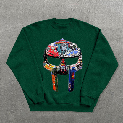 Rapper Mask Printed Crew Neck Sweatshirt