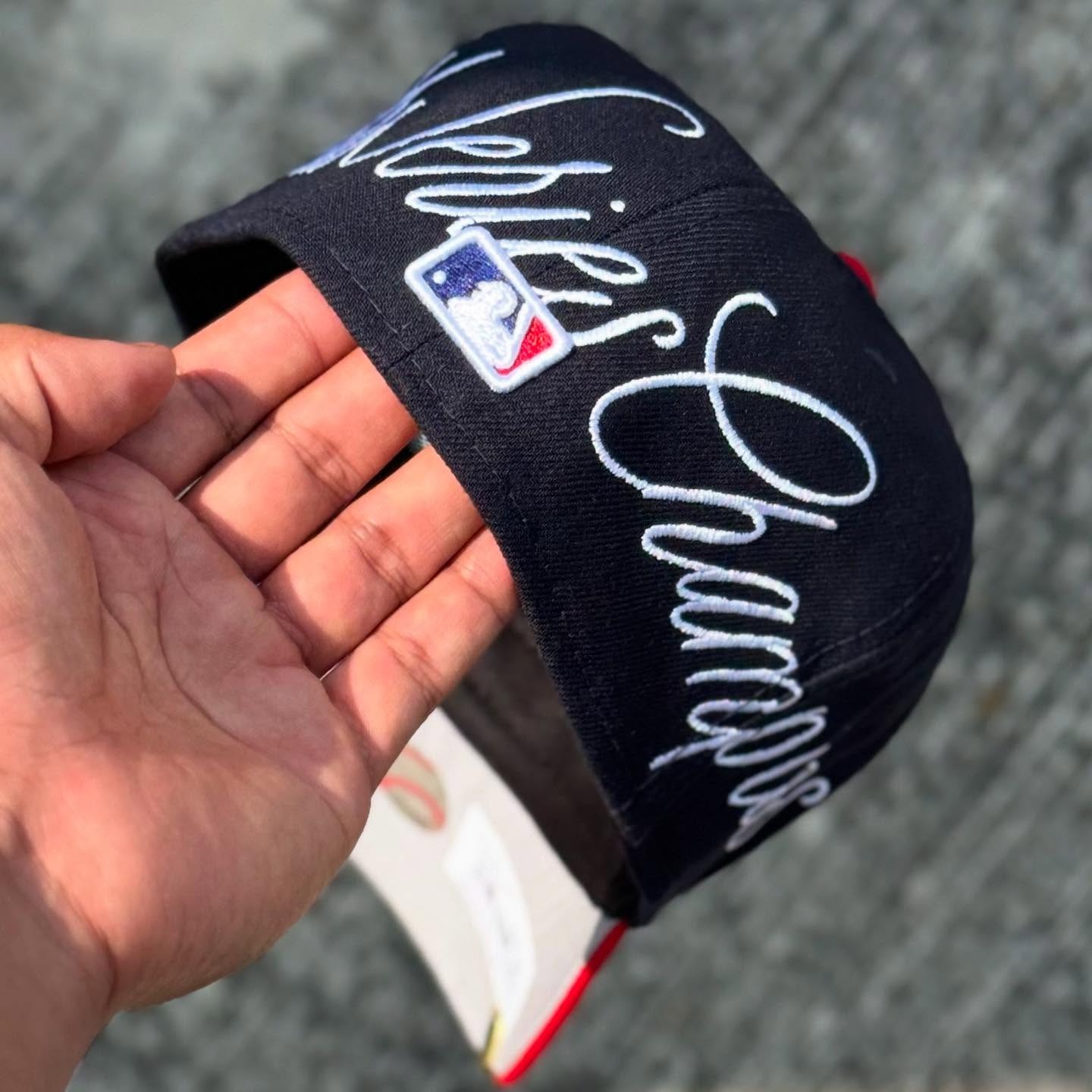 NEW ERA ATLANTA BRAVES NAVY HISTORIC WORLD SERIES CHAMPIONS EMBROIDERED CASUAL BASEBALL CAP-Maverick