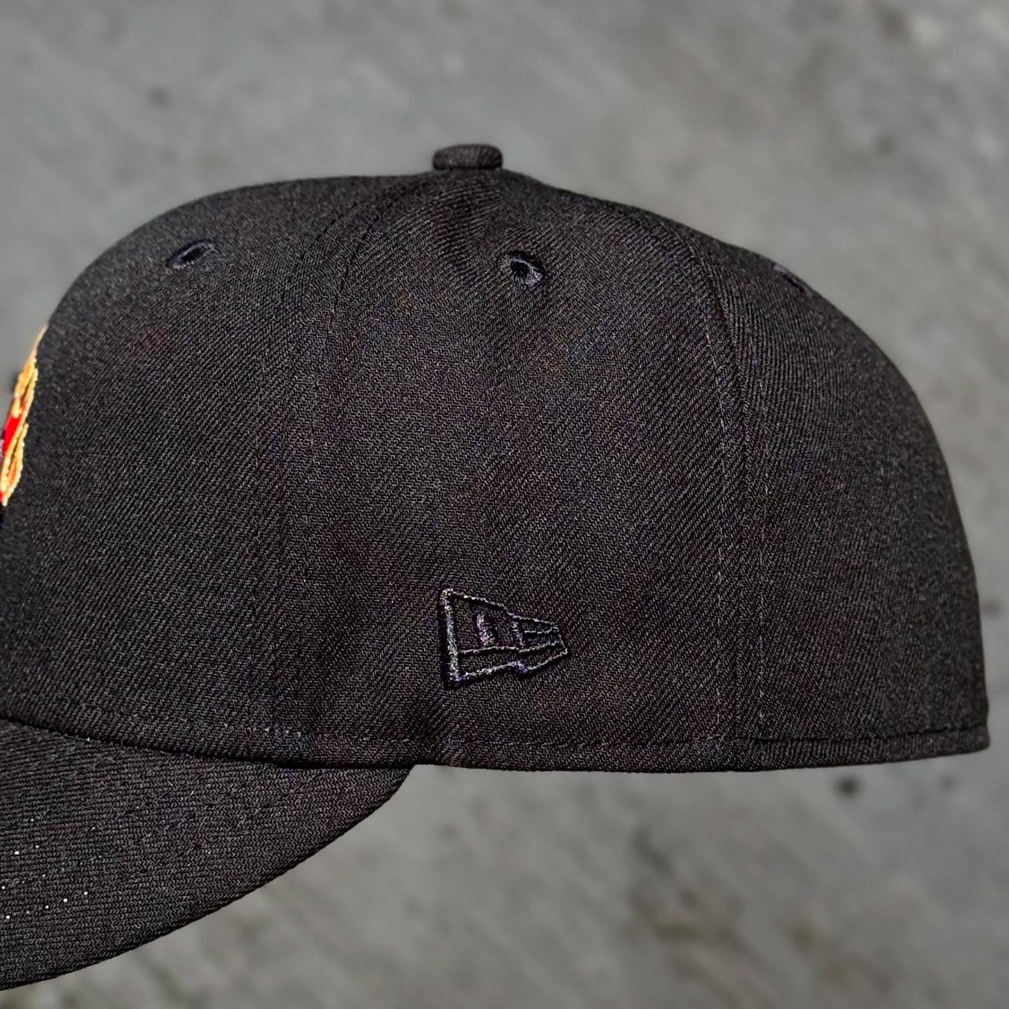 NEW ERA LOS ANGELES DODGERS 40TH STADIUM ANNIVERSARY BLACKOUT RED FIRE EMBROIDERED CASUAL BASEBALL CAP-Maverick