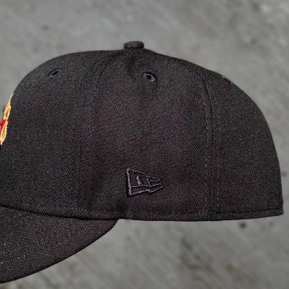 NEW ERA LOS ANGELES DODGERS 40TH STADIUM ANNIVERSARY BLACKOUT RED FIRE EMBROIDERED CASUAL BASEBALL CAP-Maverick