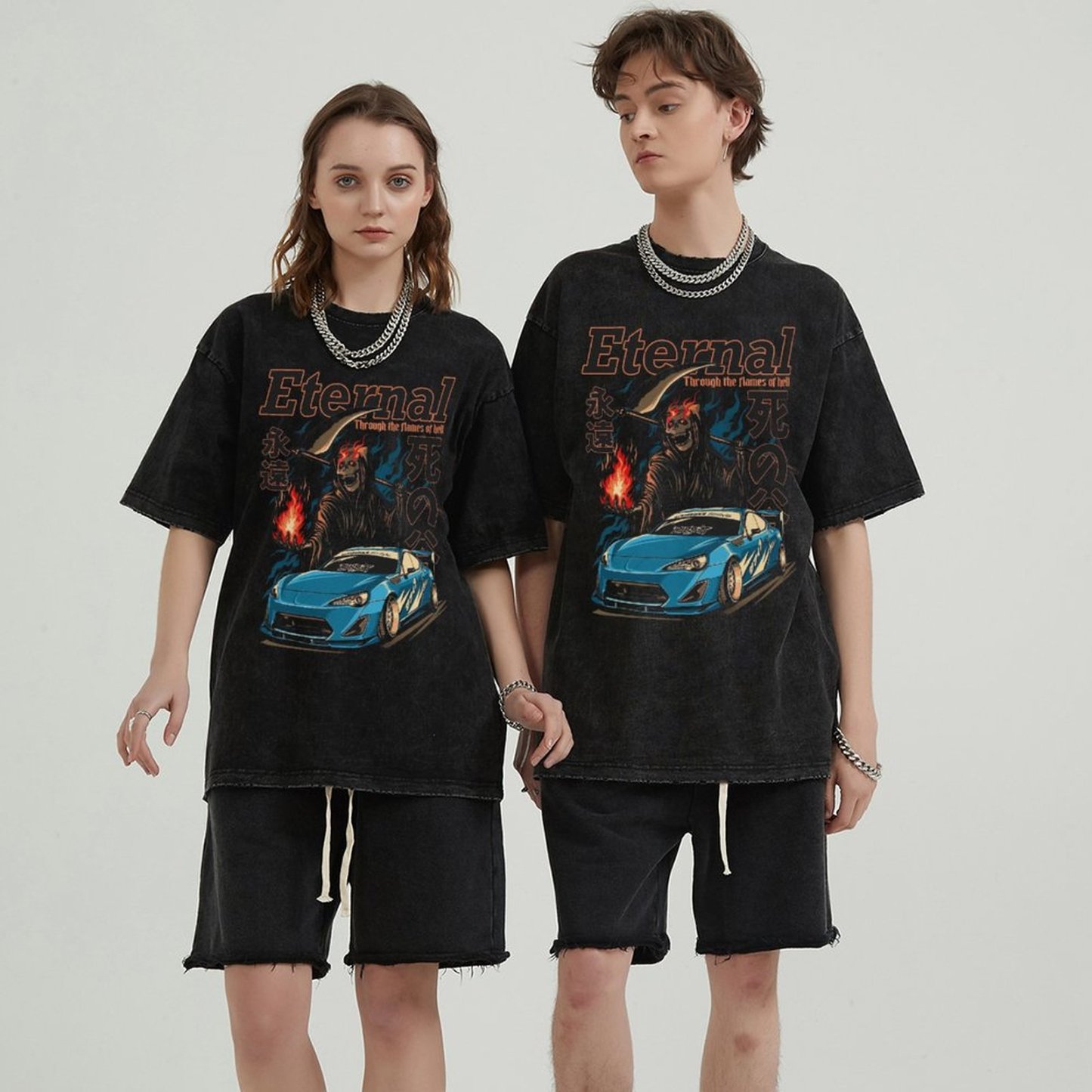 Unisex Vintage Solid Wash Denim T-Shirts 1012