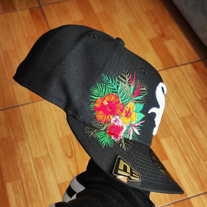NEW ERA CHICAGO WHITE SOX FLORAL BLACK EMBROIDERED CASUAL BASEBALL CAP-Maverick