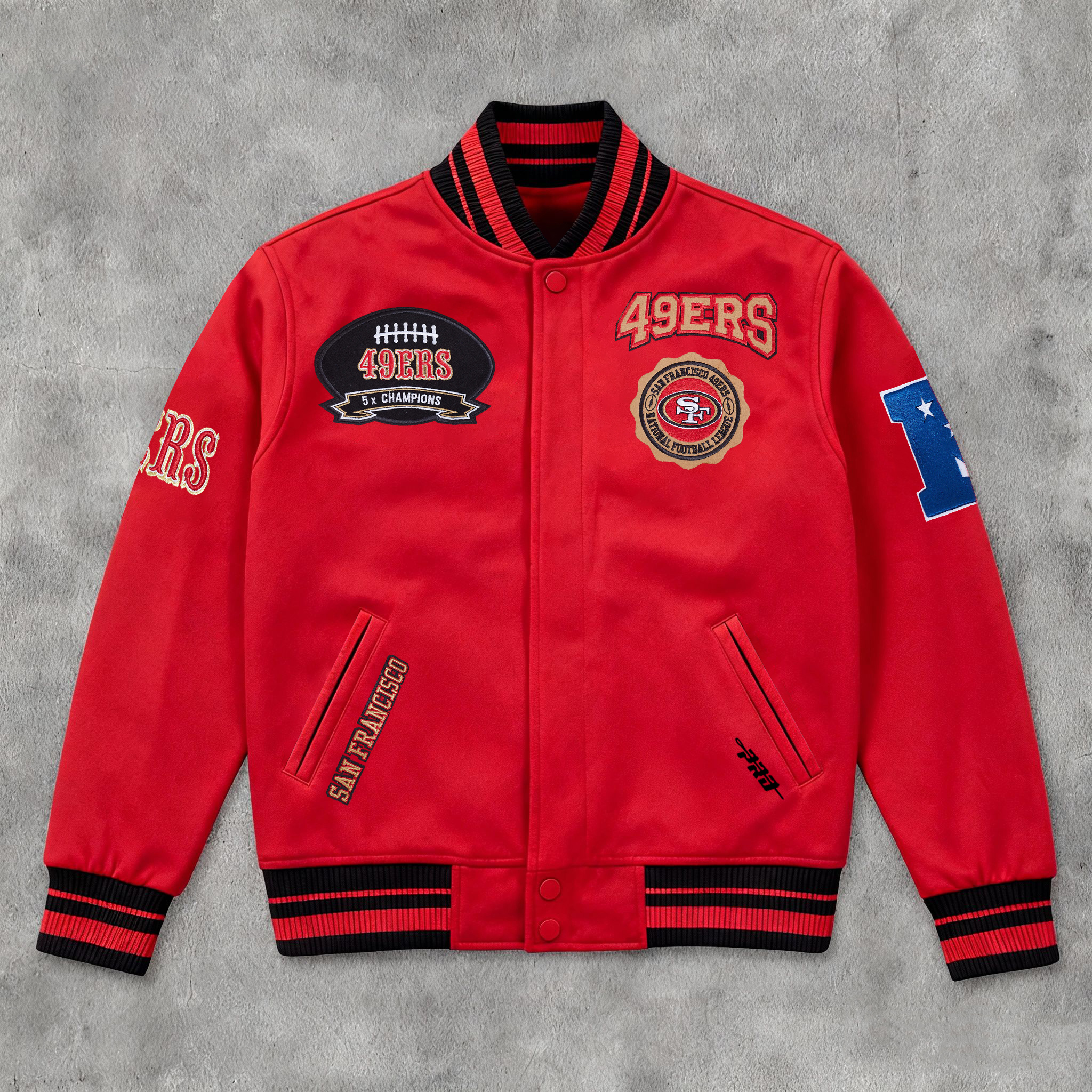 Street Personalized 49ers Print Long Sleeve Baseball Jacket-Maverick