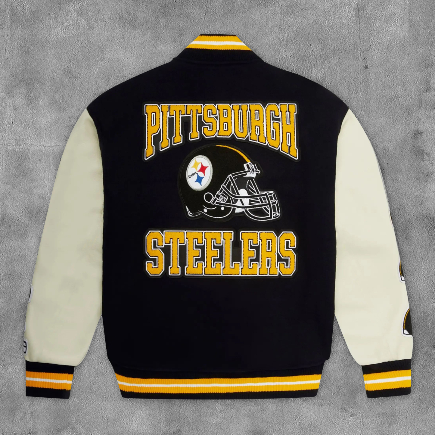 Steelers Print Long Sleeve Baseball Jacket-Maverick