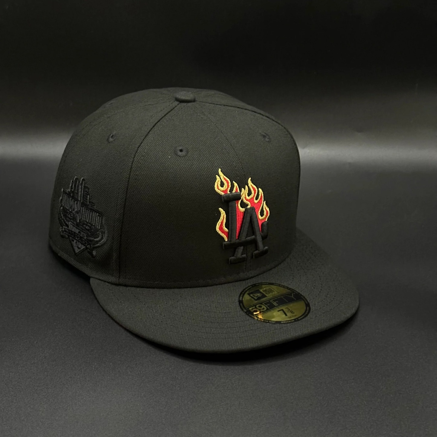 All Black Red LA Dodgers Flames 40th Anniversary 59FlFTY Fitted-Maverick