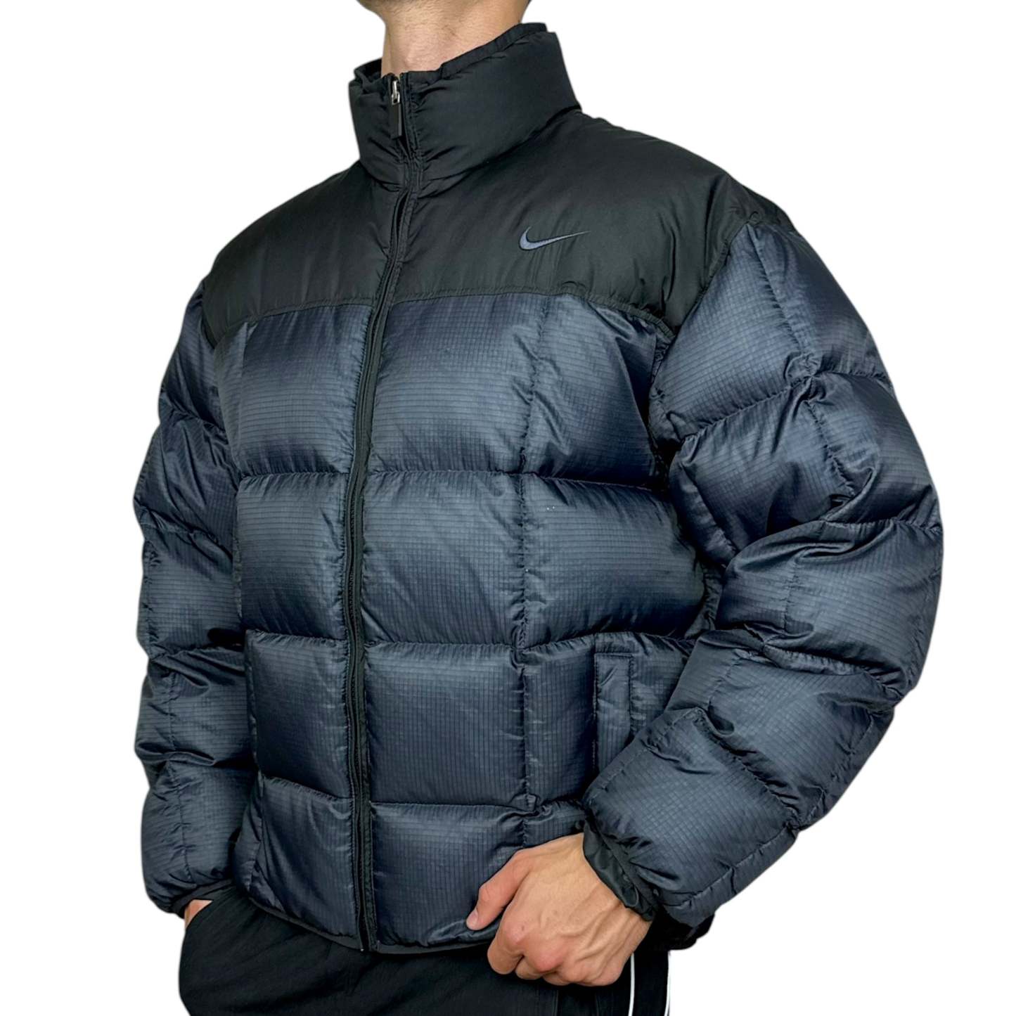 Vintage 90s rare Center-Swoosh Down Pufferjacke Navy-Maverick