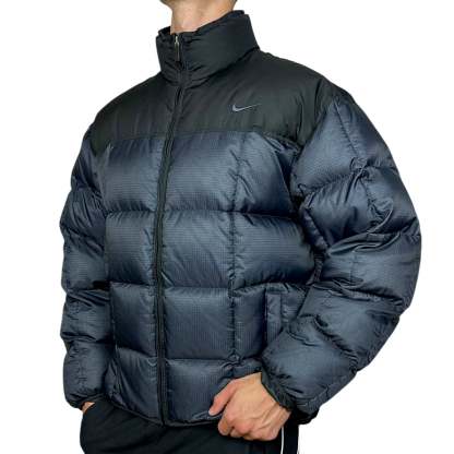 Vintage 90s rare Center-Swoosh Down Pufferjacke Navy-Maverick