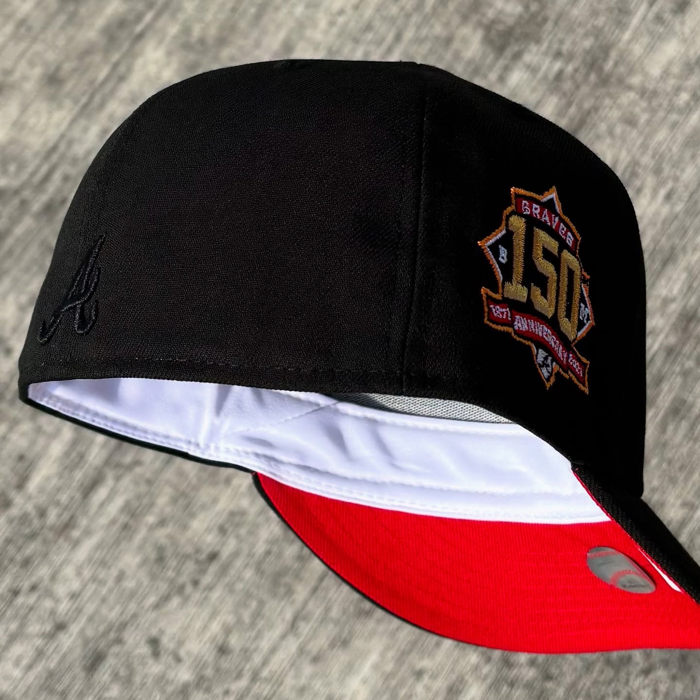 NEW ERA ATLANTA BRAVES 150TH ANNIVERSARY FLAME BLACK PRIME EDITION EMBROIDERED CASUAL BASEBALL CAP-Maverick
