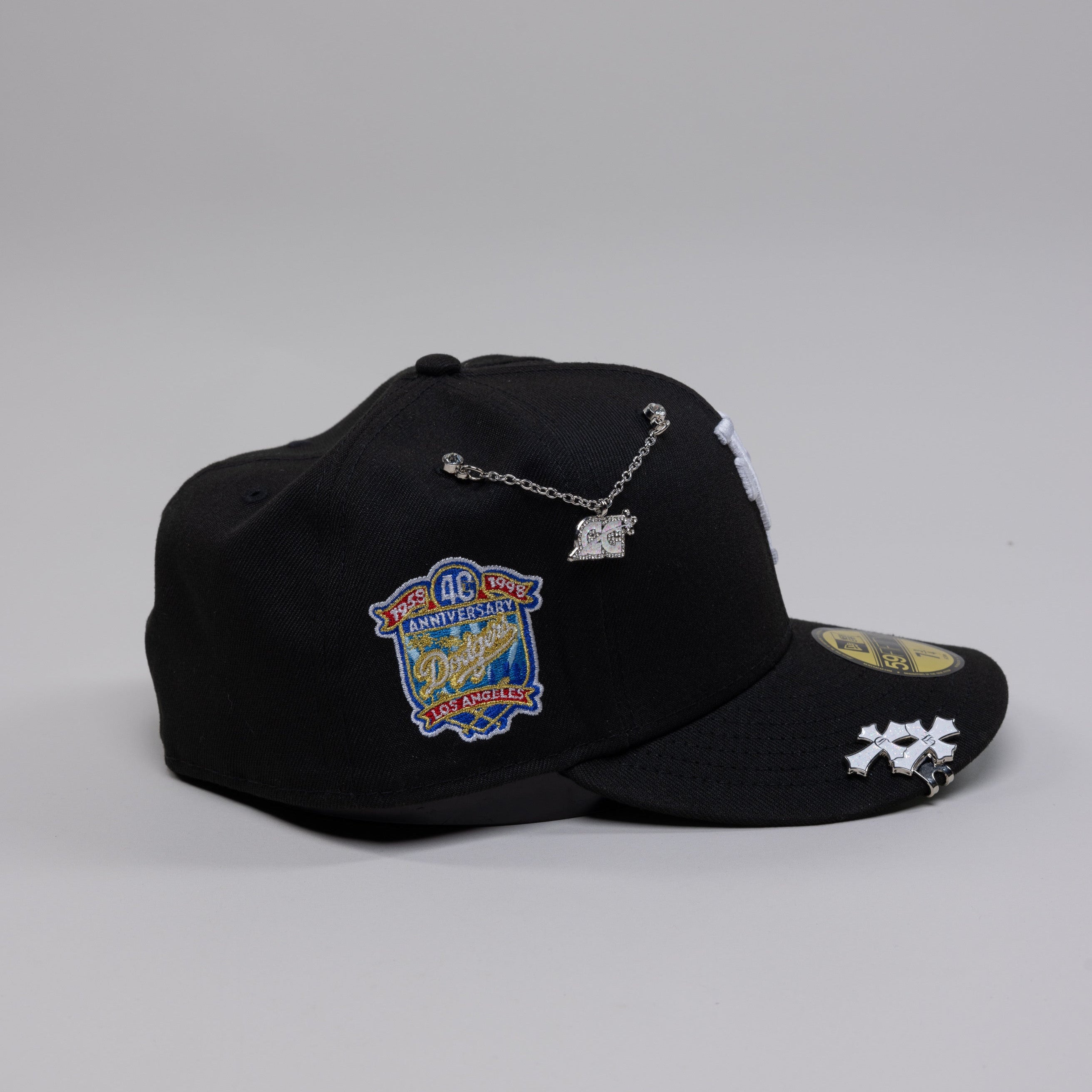 NEW ERA EXCLUSIVE 59FIFTY BLACK UPSIDE DOWN LOS ANGELES DODGERS W/ 40TH ANNIVERSARY SIDE PATCH-Maverick