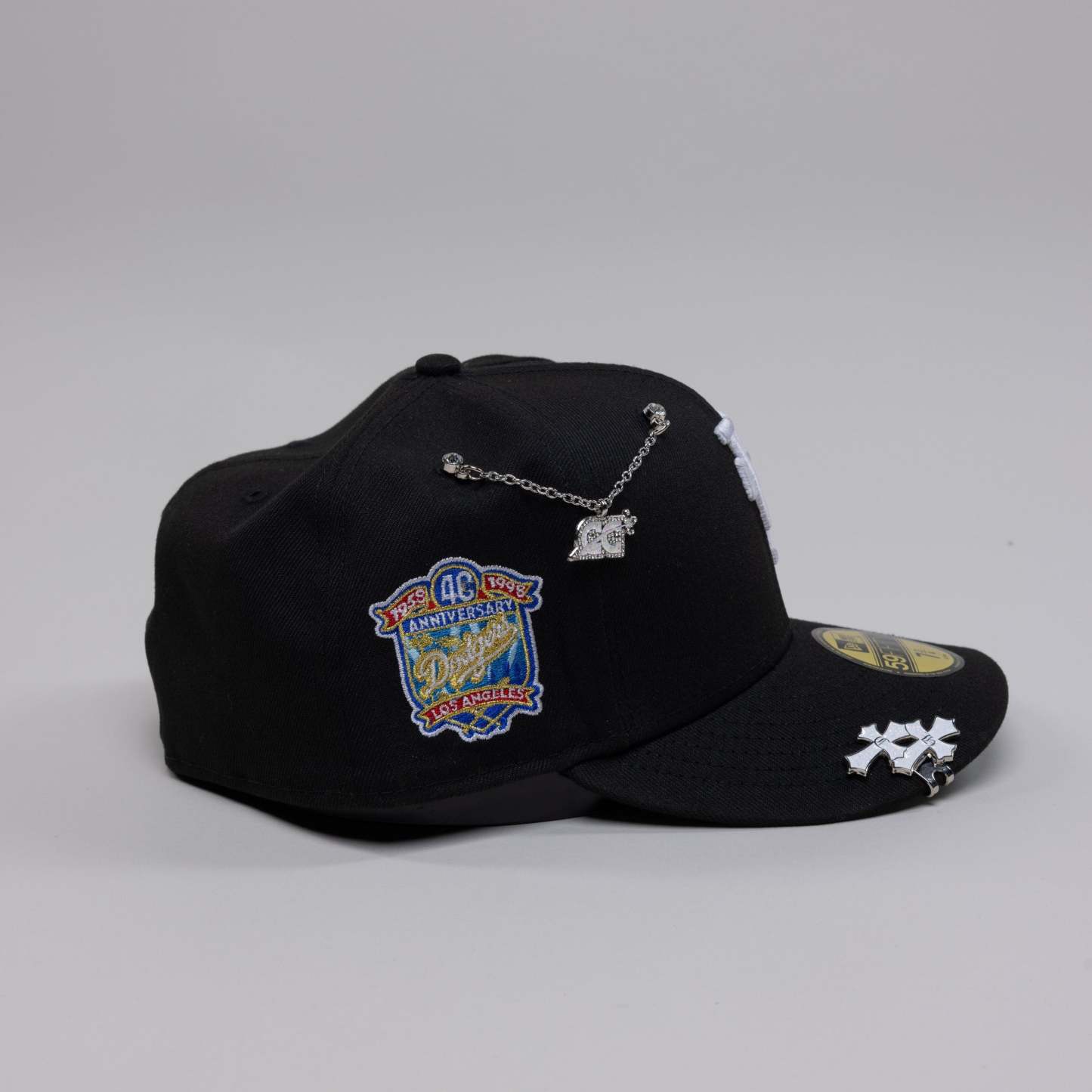NEW ERA EXCLUSIVE 59FIFTY BLACK UPSIDE DOWN LOS ANGELES DODGERS W/ 40TH ANNIVERSARY SIDE PATCH-Maverick