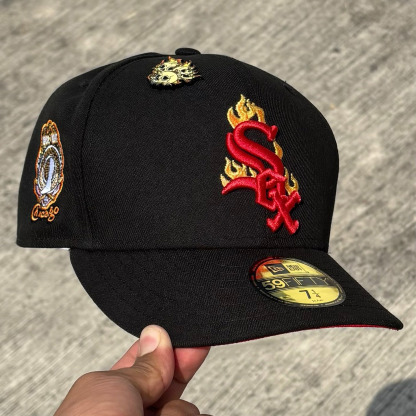 NEW ERA CHICAGO WHITE SOX FLAME BLACK PRIME EDITION EMBROIDERED CASUAL BASEBALL CAP-Maverick