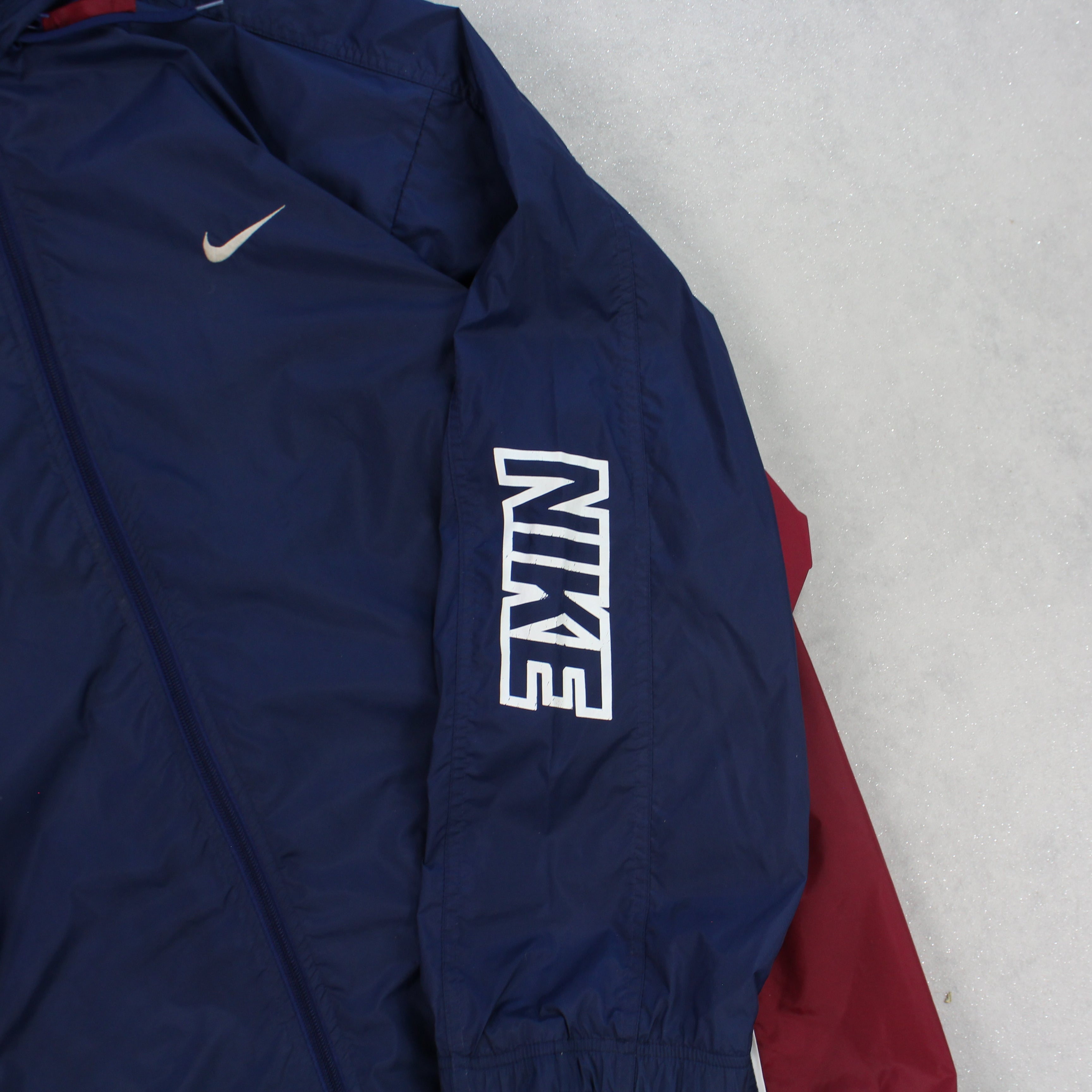 RARE 90s Hooded Track Jacket Burgundy-Maverick