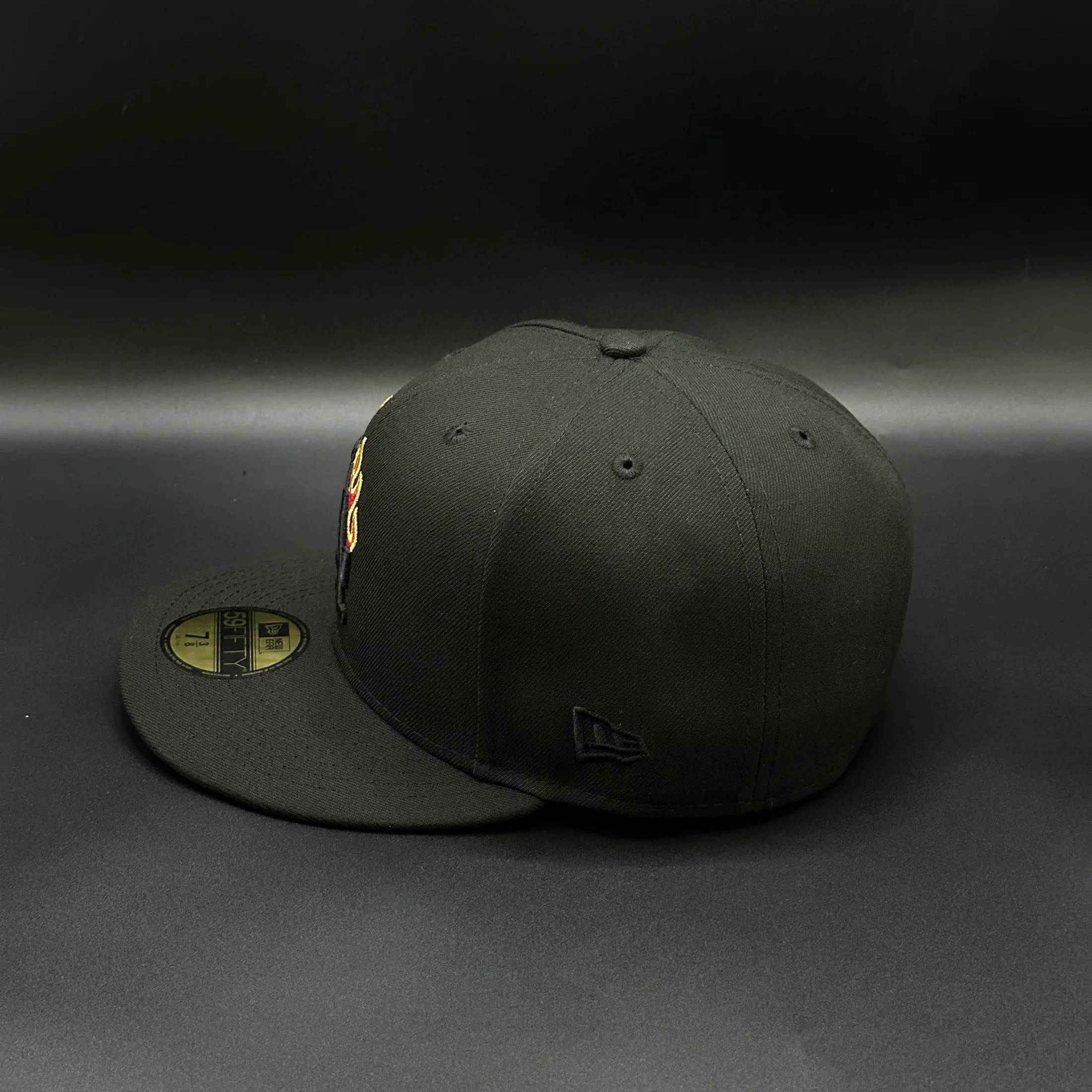 All Black Red LA Dodgers Flames 40th Anniversary 59FlFTY Fitted-Maverick