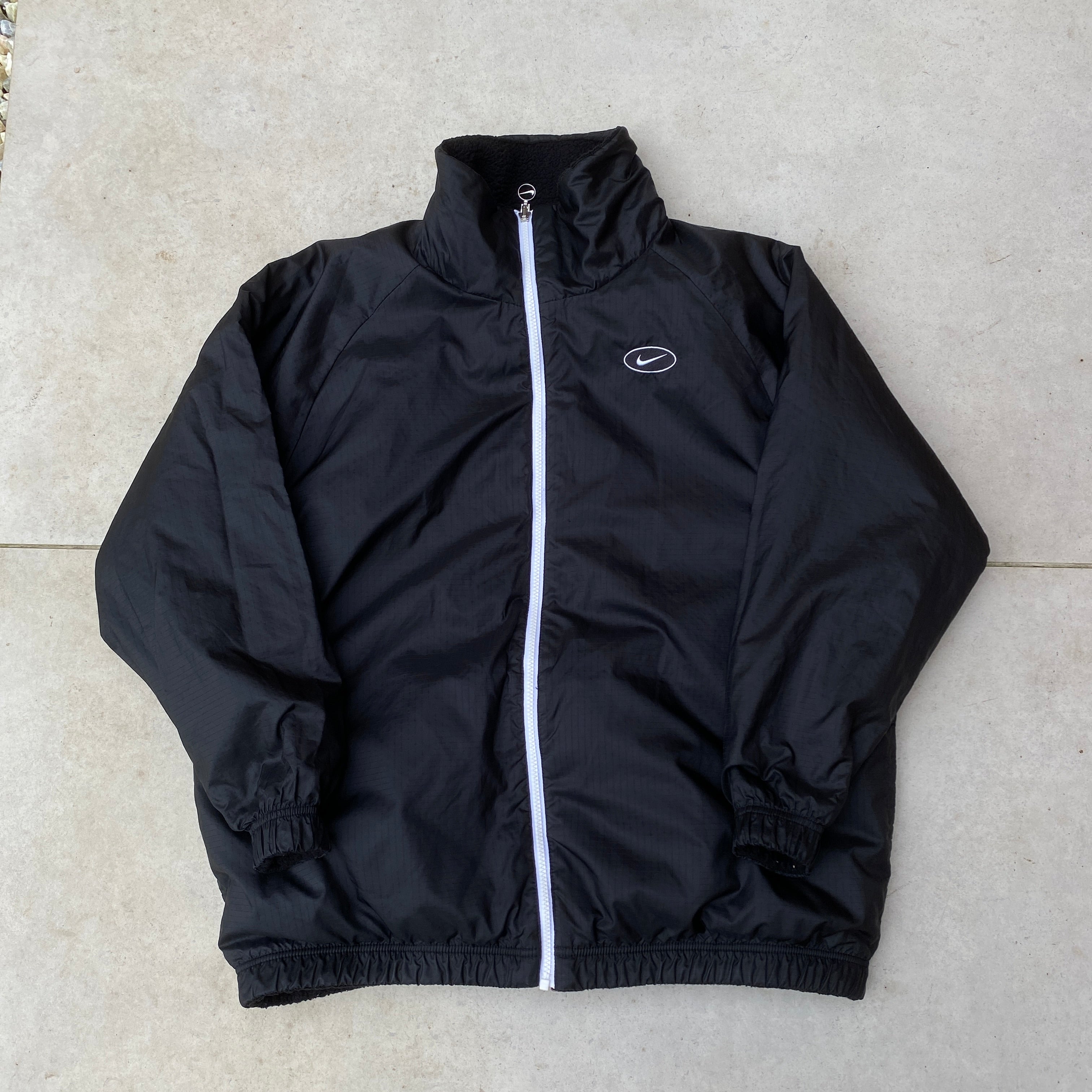 2000'sReversible Fleece Puffer Jacket Black-Maverick