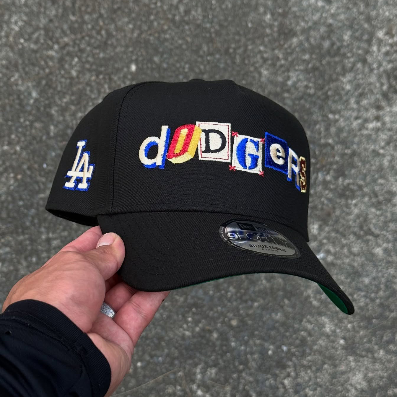 NEW ERA LOS ANGELES DODGERS LETTERING BLACK EMBROIDERED CASUAL BASEBALL CAP-Maverick