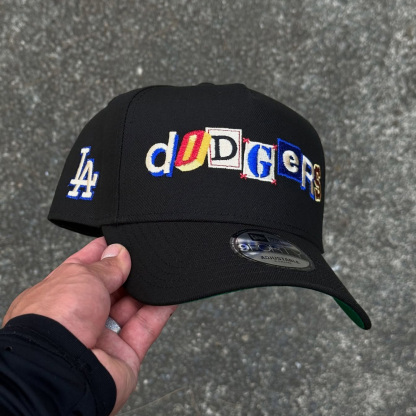 NEW ERA LOS ANGELES DODGERS LETTERING BLACK EMBROIDERED CASUAL BASEBALL CAP-Maverick