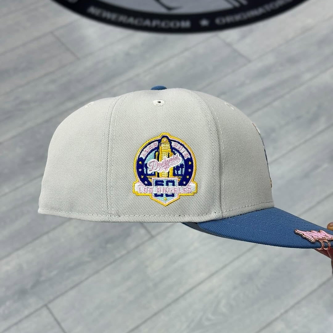 NEW ERA STONE LOS ANGELES DODGERS BRUSH LOGO EMBROIDERED CASUAL BASEBALL CAP-Maverick