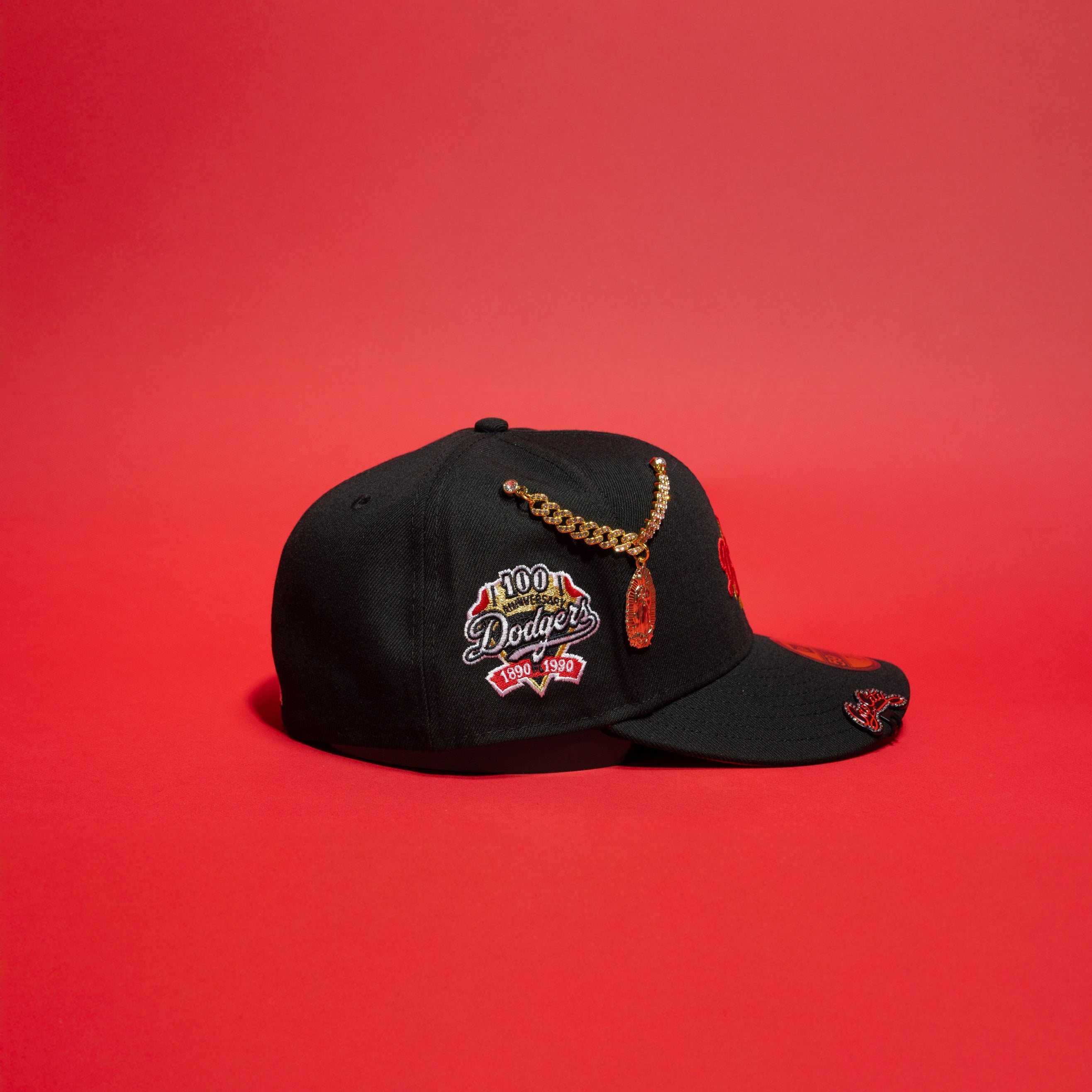 NEW ERA EXCLUSIVE 59FIFTY BLACK LOS ANGELES DODGERS W/ 100TH ANNIVERSARY SIDE PATCH-Maverick
