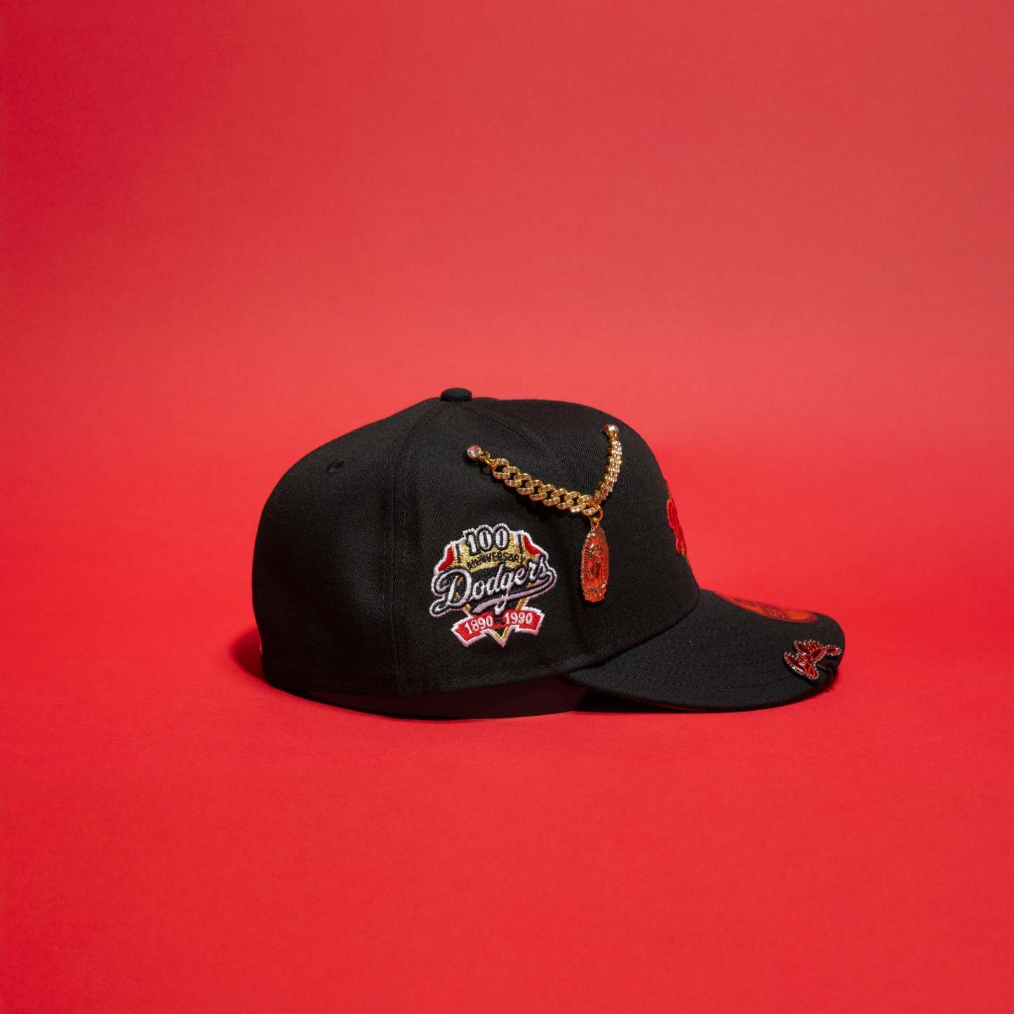 NEW ERA EXCLUSIVE 59FIFTY BLACK LOS ANGELES DODGERS W/ 100TH ANNIVERSARY SIDE PATCH-Maverick