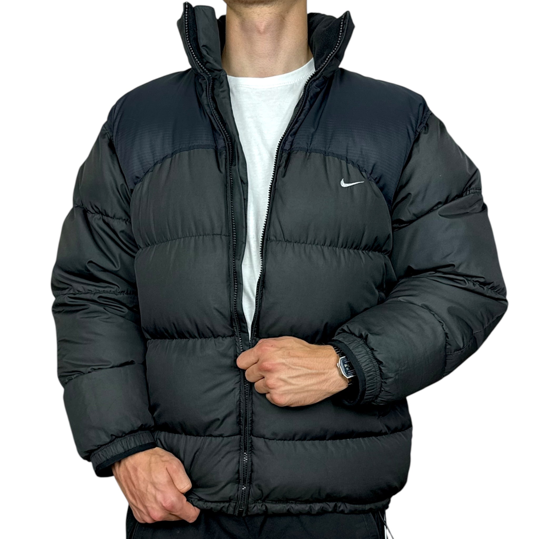 Vintage Y2K Puffer Daunenjacke Schwarz-Maverick