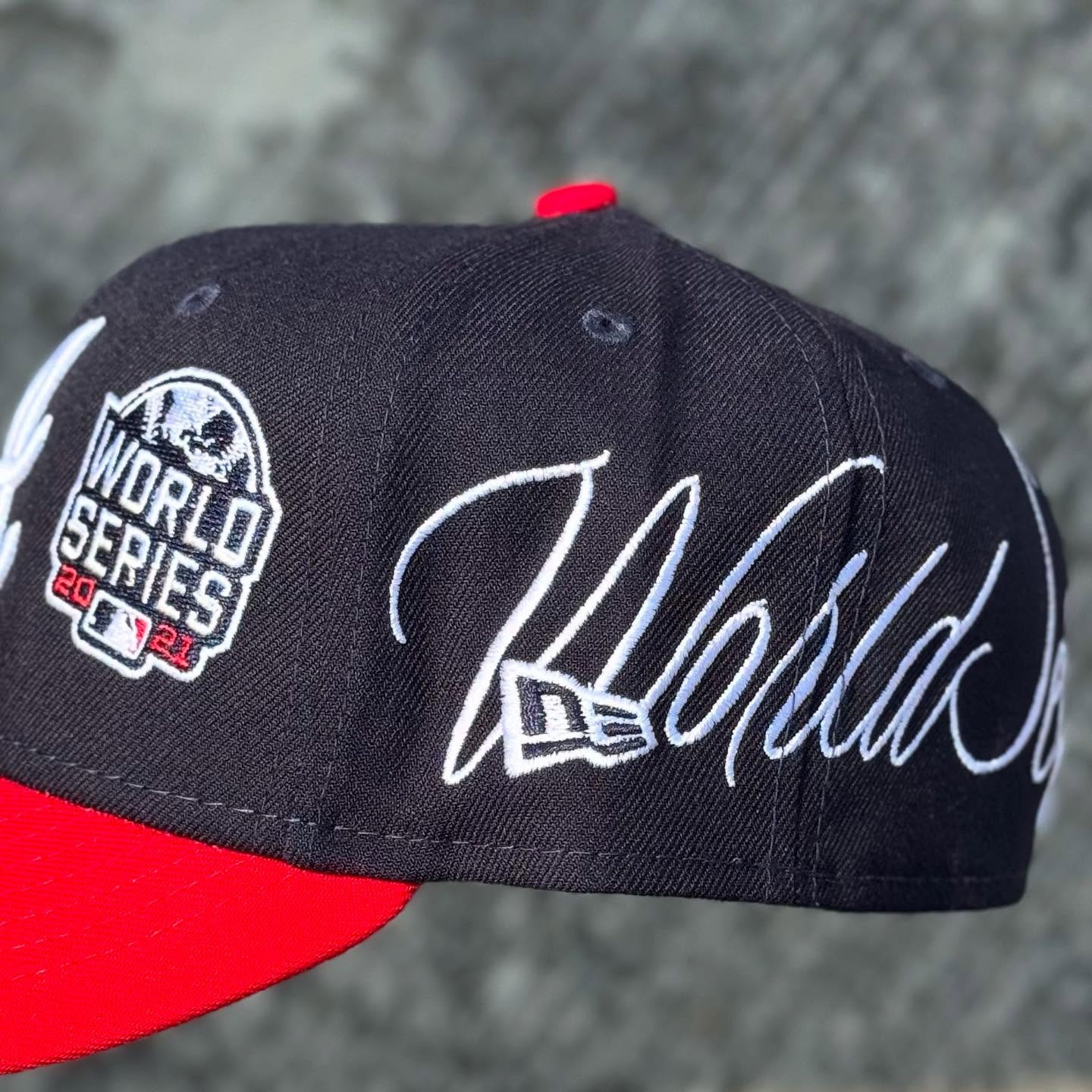 NEW ERA ATLANTA BRAVES NAVY HISTORIC WORLD SERIES CHAMPIONS EMBROIDERED CASUAL BASEBALL CAP-Maverick