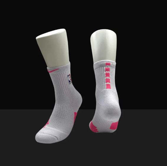 Hoop ArmourMid Length Elite Socks White/Pink-Maverick