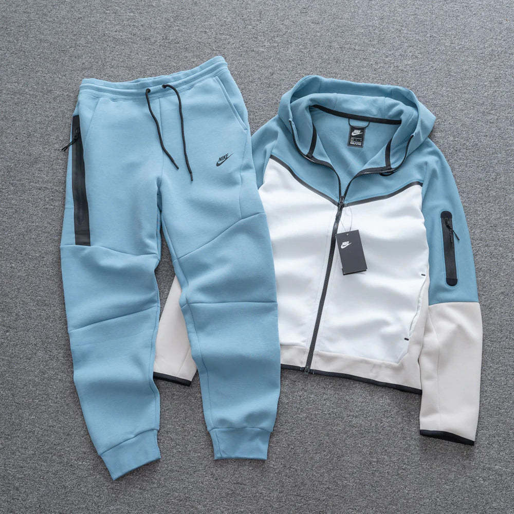Conjunto Tech Fleece Azul e Branco