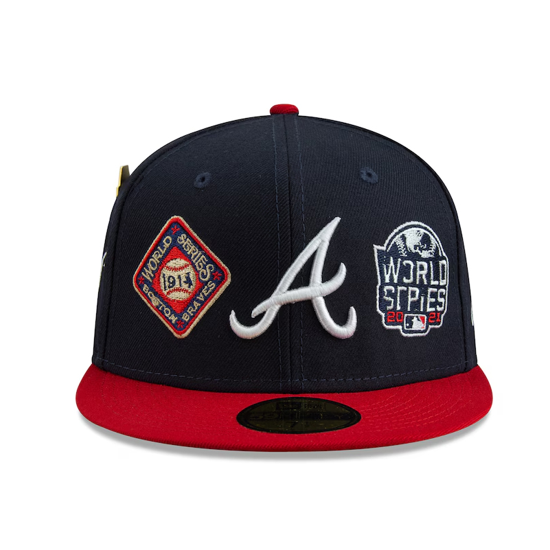 NEW ERA ATLANTA BRAVES HISTORIC WORLD SERIES CHAMPIONS 59FIFTY EMBROIDERED CASUAL BASEBALL CAP-Maverick
