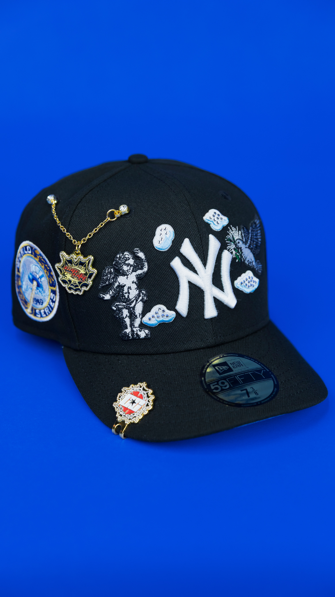 NEW ERA EXCLUSIVE 59FIFTY BLACK NEW YORK YANKEES "HEAVENLY CITY" W/ 1949 WORLD SERIES SIDE PATCH-Maverick