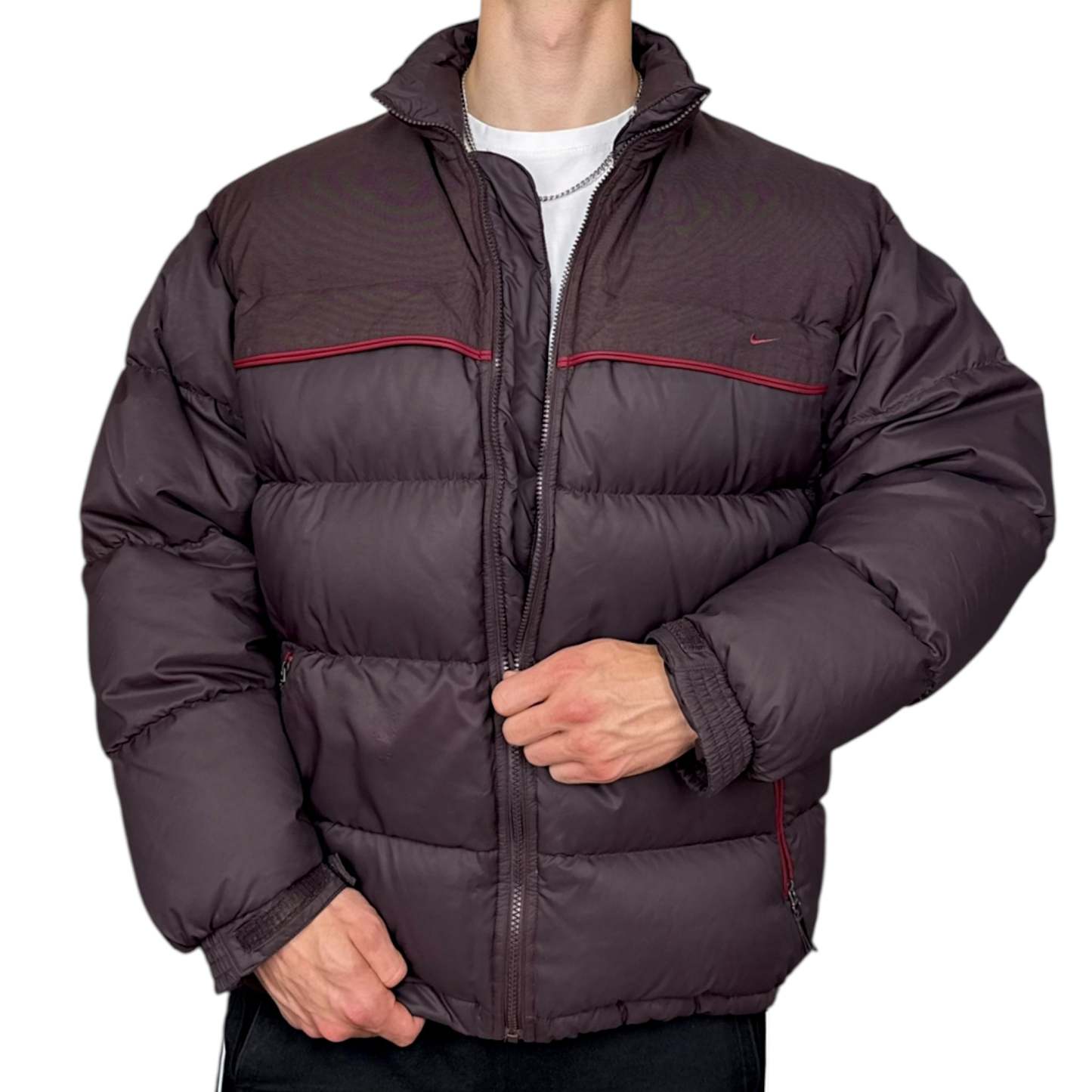 Vintage Y2K Puffer Daunenjacke Rotwein-Maverick