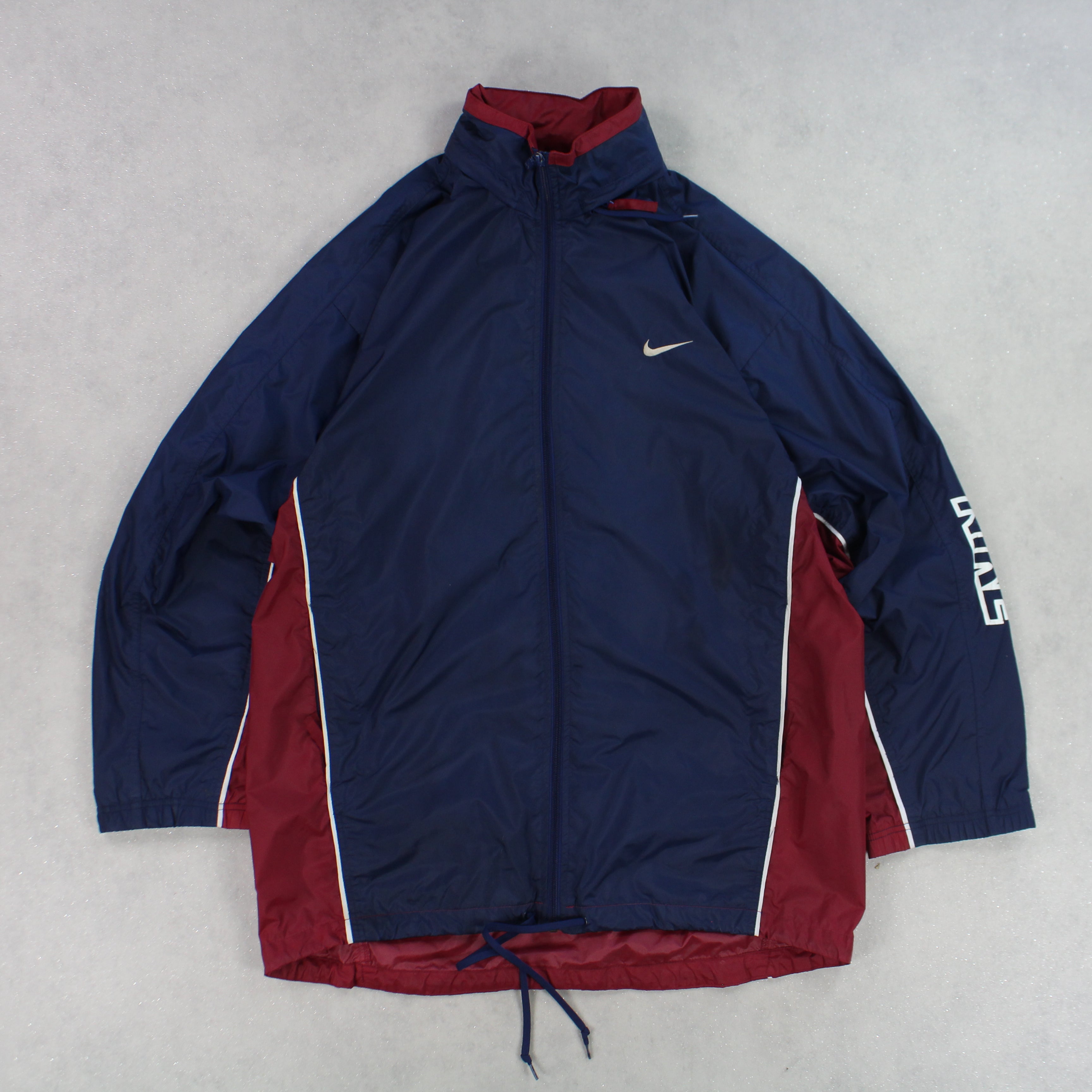 RARE 90s Hooded Track Jacket Burgundy-Maverick
