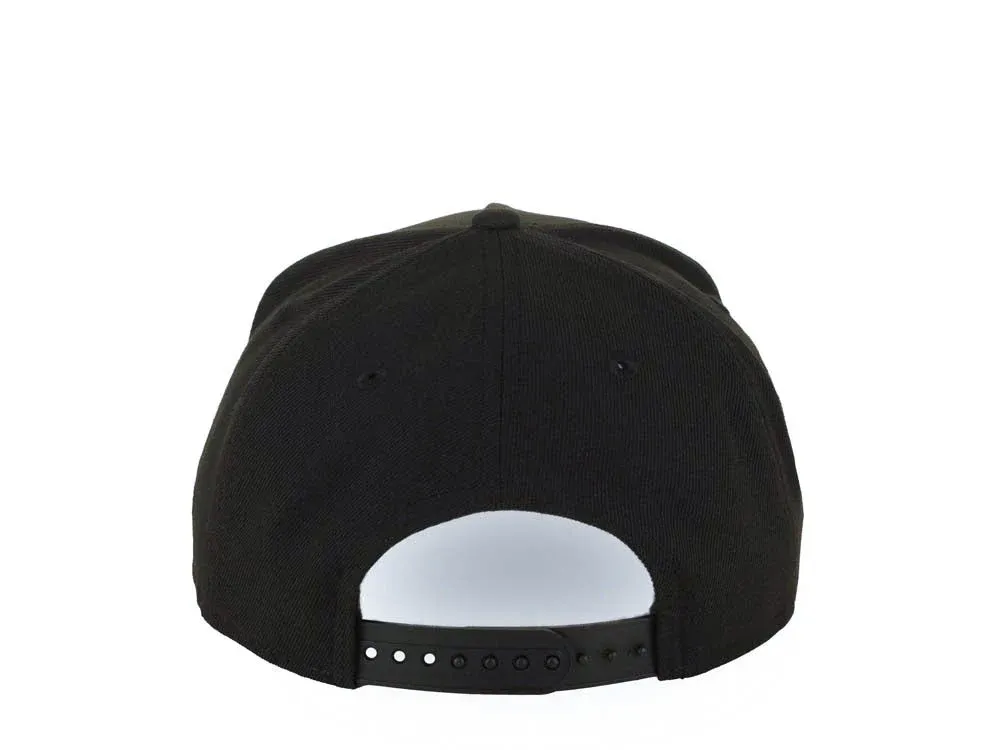 NEW ERA LOS ANGELES DODGERS MLB 9FORTY 940 ADJUSTABLE A-FRAME CAP HAT BLACK CROWN/VISOR WHITE/METALLIC GOLD/RED FIRE/FLAME LOGO 40TH ANNIVERSARY SIDE PATCH GRAY UV-Maverick