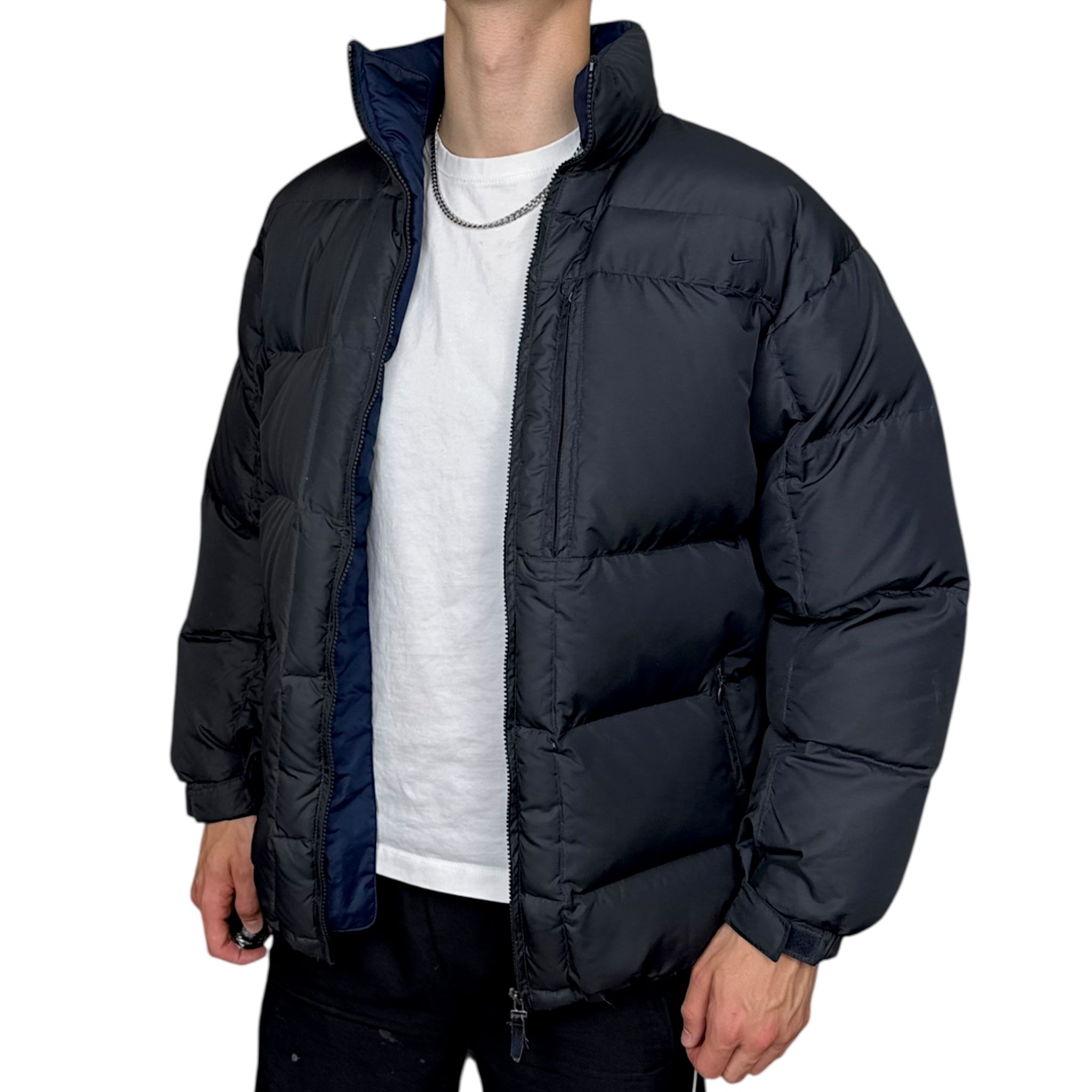 Vintage Y2K Puffer Daunenjacke Schwarz-Maverick