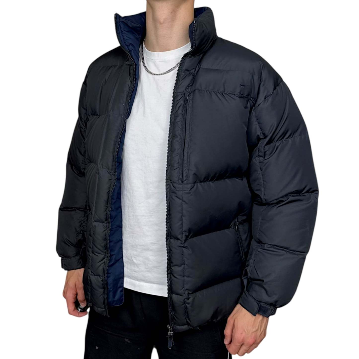 Vintage Y2K Puffer Daunenjacke Schwarz-Maverick