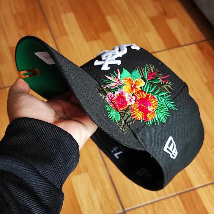 NEW ERA CHICAGO WHITE SOX FLORAL BLACK EMBROIDERED CASUAL BASEBALL CAP-Maverick
