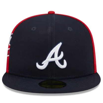 NEW ERA ATLANTA BRAVES NAVY/RED GAMEDAY SIDESWIPE EMBROIDERED CASUAL BASEBALL CAP-Maverick