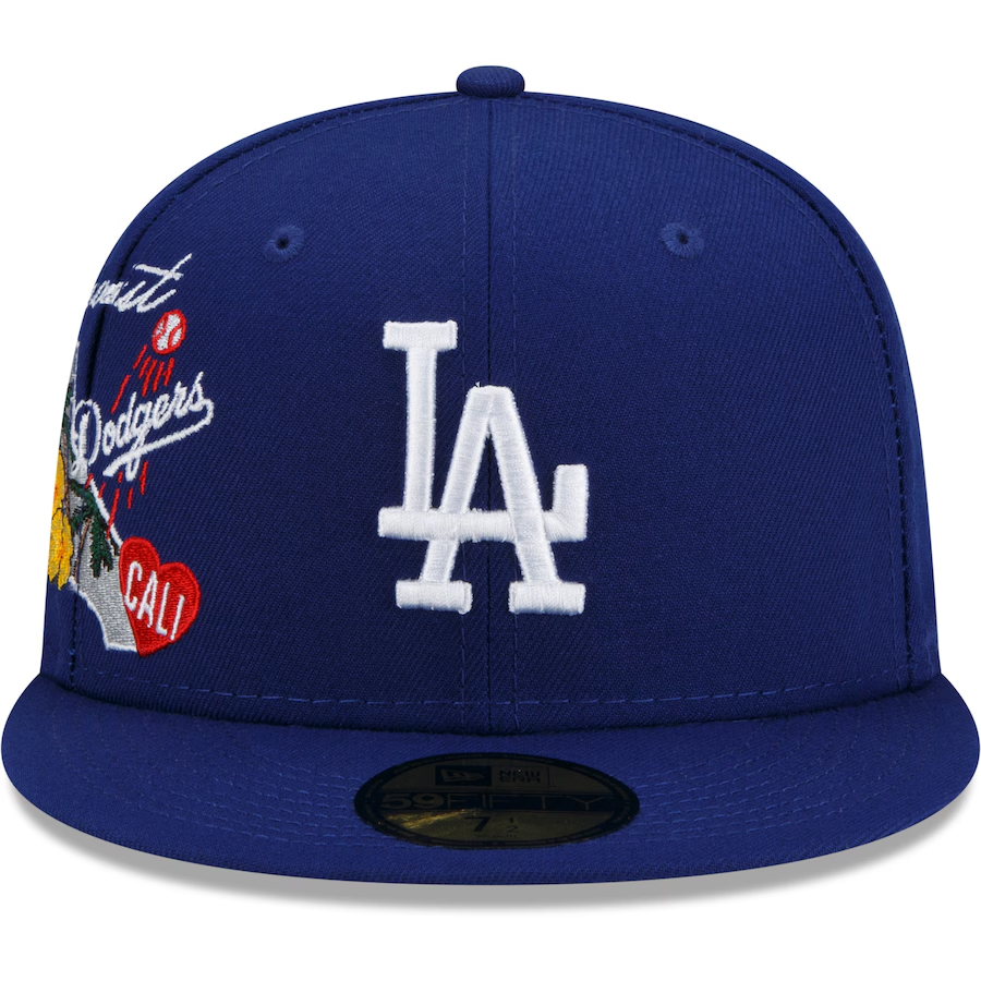 NEW ERA LOS ANGELES DODGERS ROYAL CITY CLUSTER 59FIFTY EMBROIDERED CASUAL BASEBALL CAP-Maverick