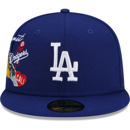 NEW ERA LOS ANGELES DODGERS ROYAL CITY CLUSTER 59FIFTY EMBROIDERED CASUAL BASEBALL CAP-Maverick